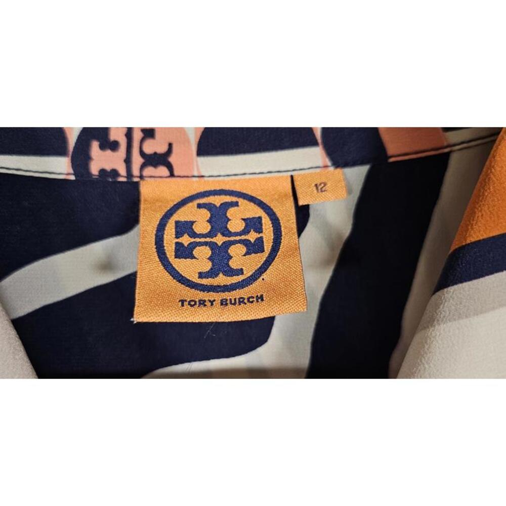 Tory Burch Patchwork Printed Silk LS Blouse Vibra… - image 5